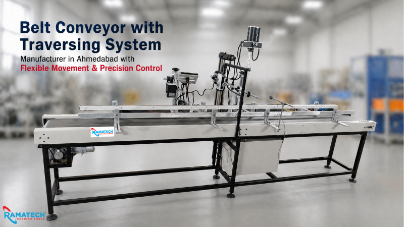 Belt Conveyor With Traversing System Manufacturer In Ahmedabad With Flexible Movement Precision Control